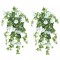 2pcs Artificial Vines Simulation Morning Glory Hanging Fake Green Plant For Home Garden Fence Stairway Decor