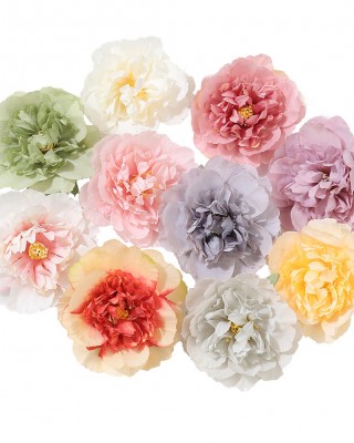 5pcs Artificial Peony Flower Heads Handmade Silk Fake Flowers For Home Room Wedding Decoration
